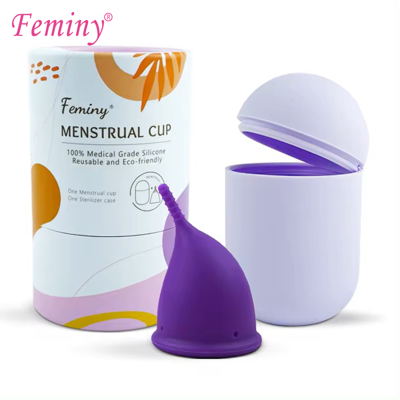 Menstrual Cup Silicone - 医療用シリコン月経カップとクリーナーキット 女性用月経カップ 月経カップ 滅菌器付き収納