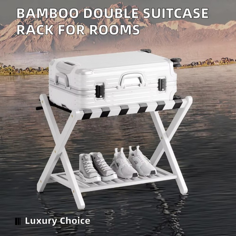 モダンなダブルスーツケーススタンド、折りたたみ式荷物ラック、 - Sustainable Living Design のレビューと価格